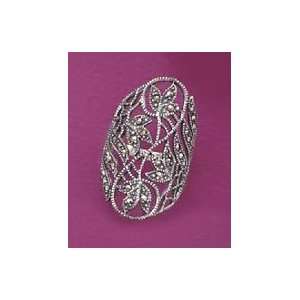   Sterling Silver Filigree Ring, Marcasite, 1 3/8 inch wide Jewelry