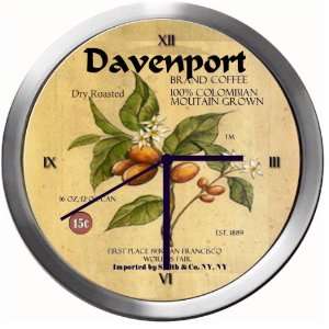  DAVENPORT 14 Inch Coffee Metal Clock Quartz Movement 