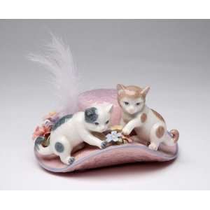  Spotted Kittens Sitting Atop Pink Wide Brimmed Hat With 