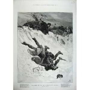   1886 Barnard Men Fighting Snow Winter Coach Crash Art