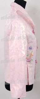 Chinese Embroidery Jacket Floral Top Pink M/Sz.8 63C4  