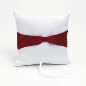 Satin Wedding Ring Pillow With Red Bow Accent   Party Decorations 