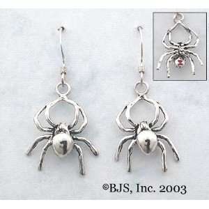 Black Widow Spider Earrings   Sterling Silver Animal Jewelry