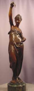 Beautiful Antique Bronze Lady Signed Bouret 19.25  