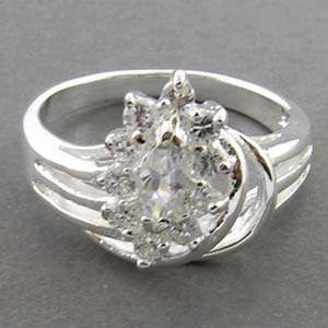 MARQUISE CUT WHITE CZ STERLING SILVER LADIES RING FS  