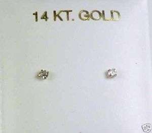 14kt Gold 2MM C.Z.Screw Back Stud Earring  