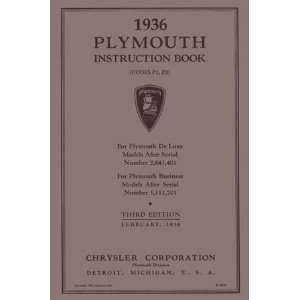    1936 PLYMOUTH Full Line Owners Manual User Guide Automotive