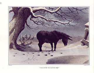CURRIER & IVES folio size print Mule NO ONE TO LOVE ME  