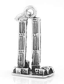STERLING SILVER 3D TWIN TOWERS WORLD TRADE CENTER CHARM  