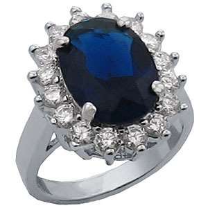  Princess Kate Diana Blue Sapphire CZ Engagement Ring (5) Jewelry
