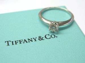 Fine Tiffany & Co Diamond Solitaire Plat Ring .39CT  