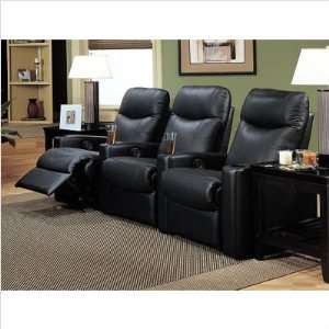   Seat Leather Reclining Theater Set In Black (2 Pieces)