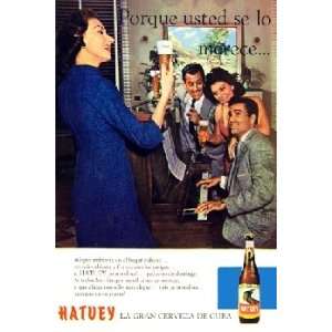  cerveza Hatuey. Vintage Cuban Ad.