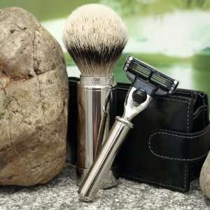  Travel Set shaving brush, hand bound, silvertip 22073 