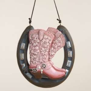 Club Pack of 12 Wild West Pink Cowgirl Boots with Horseshoe Christmas 