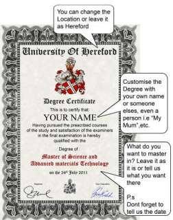 Novelty A4University Degree Certificate (The Real Deal)  