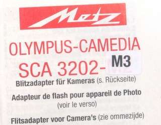 SCA 3202 OLYMPUS CAMEDIA METZ CAMERA FLASH ADAPTER M3  