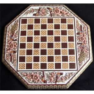 Persian Decorative Chessboard with Khatam Inlay Hand Painted Bird 