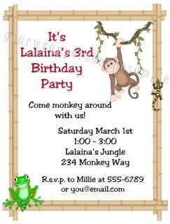 JUNGLE SAFARI Birthday Party Baby Shower Invitations  