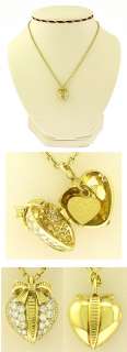 NEW 18Kt YG Diamond Heart Pendant Locket Necklace 1.1ct  