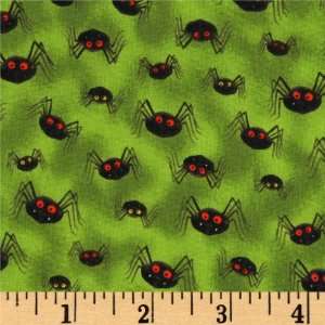  44 Wide Wickedly Wonderful Spiders Green Fabric By The 