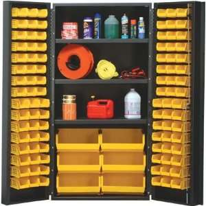   Bin Cabinet, 3 Adjustable Shelves Beige 36 x 24 x 72, 102 BLUE Bins