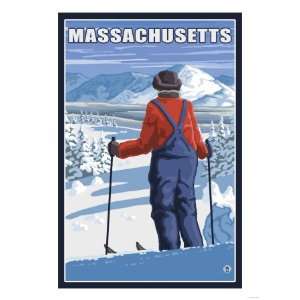  Massachusetts   Skier Admiring View Giclee Poster Print 