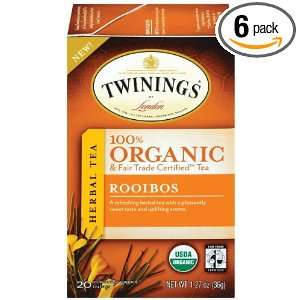 Twinings Rooibos Organic, 20 Count Tea Bags (Pack of 6 )  