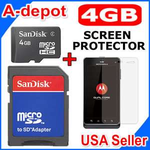 Sandisk 4GB MicroSD Memory Card + Screen Protector For Motorola 