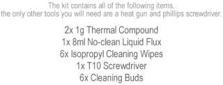 This kit contains all you will need to fix the YLOD error of the PS3 