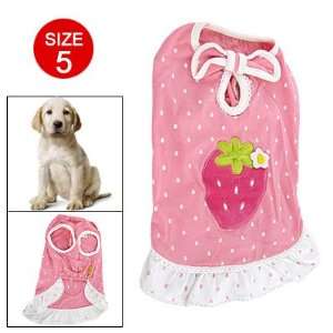   Pink White Summer Strawberry Print Dress for Dog Pet