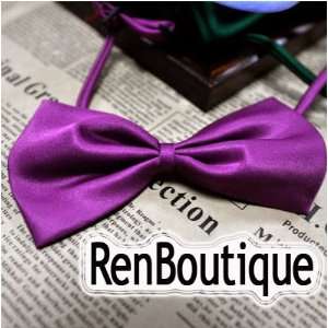 Pet Dog Bowtie Adjustable Strap Violet Color for Wedding Party Tuxedo 