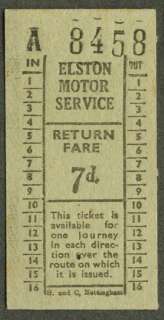 Elston Motor Service Newark UK bus ticket 7d  