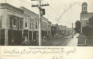 WI MINERAL POINT HIGH ST TOWN VIEW MAILED 1908 M48247  