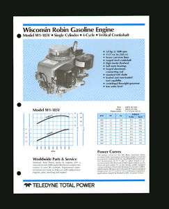Wisconsin W1 185V 5 hp Engine Specifications Brochure  