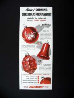 Corning Christmas Tree Ornaments red ornament 1942 print Ad 