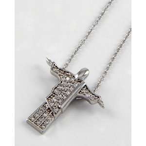  White Gold Plated Christ the Redeemer Pendant Necklace 