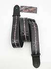   PERRIS LEATHERS THICK BLACK VINYL BARBED WIRE GUITAR STRAP #CCV 961