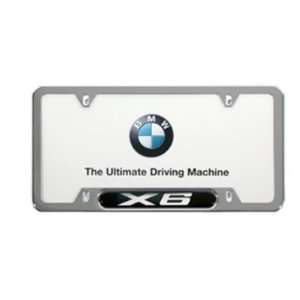  BMW X6 License Plate Frame with Chrome X6 Emblem  Polished 