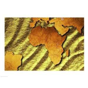  Close up of a map of Africa 24.00 x 18.00 Poster Print 