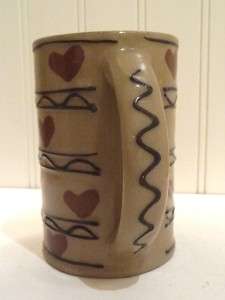Vtg Hartstone Pottery USA Coffee Mug Cup HTF Heart Hearts Pattern 