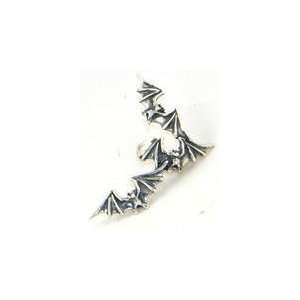  Sterling Silver Bat Flock Ear Climber Cuff Wrap Goth 