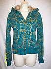 New G Unit Hoodie, Juniors Size M~Teal Green w/ Gold Chain Pattern