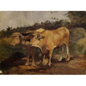  Oil Painting Two Bulls Wearing a Yoke Henri De Toulouse 