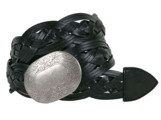 Wide Braided Oval Disc Leather Belt  