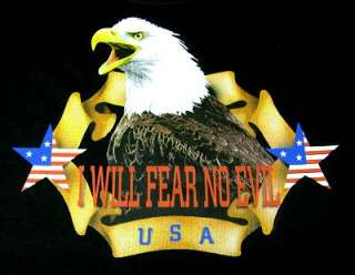   EAGLE I WILL FEAR NO EVIL USA AMERICAN FLAG STARS T SHIRT 523  