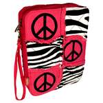 HOT PINK AND BLACK POLKA DOT RAG QUILTED PATCHWORK PEACE SIGN BIBLE 