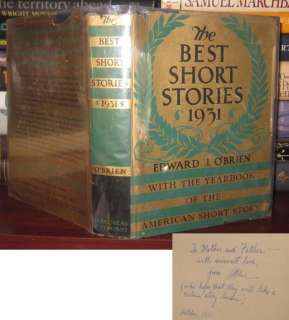Faulkner William Hemingway THE BEST SHORT STORIES OF 1931 Signed 1st 