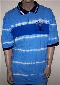 5ive Jungle Mens Size 3XL Blue Striped Tie Dye Short Sleeve Polo Shirt 