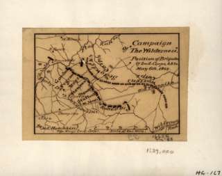 1864 Civil War map Battle of the Wilderness, VA  